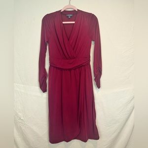 Modcloth Maroon Long Sleeve Dress